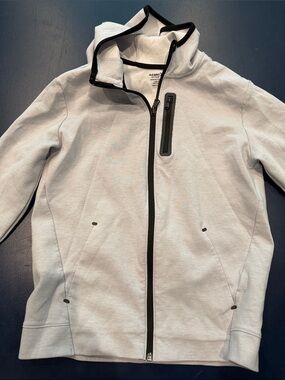 Old Navy Light Gray Hoodie Jacket with Black Trim